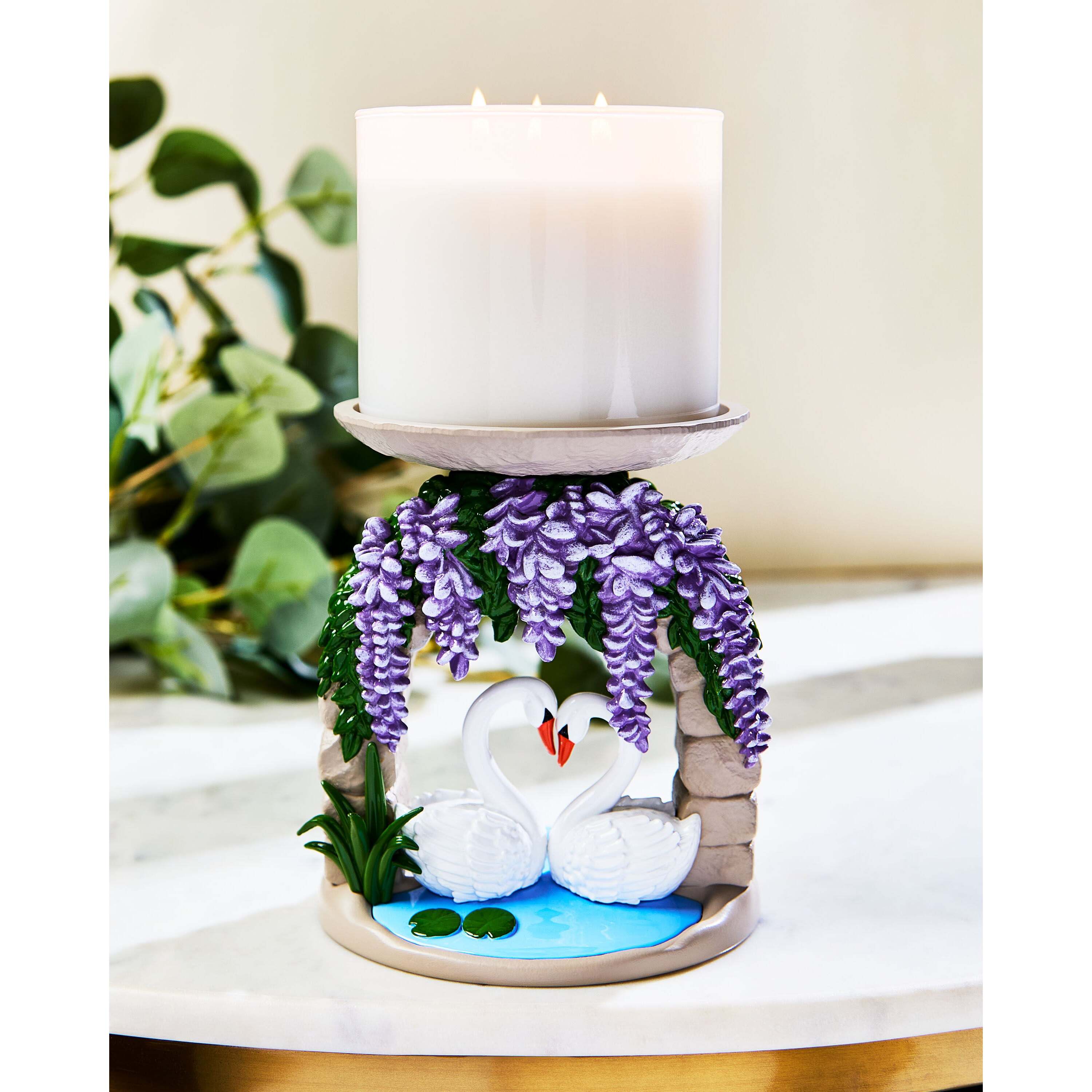 Swan Bridge Pedestal 3-Wick Candle Holder - Image 2