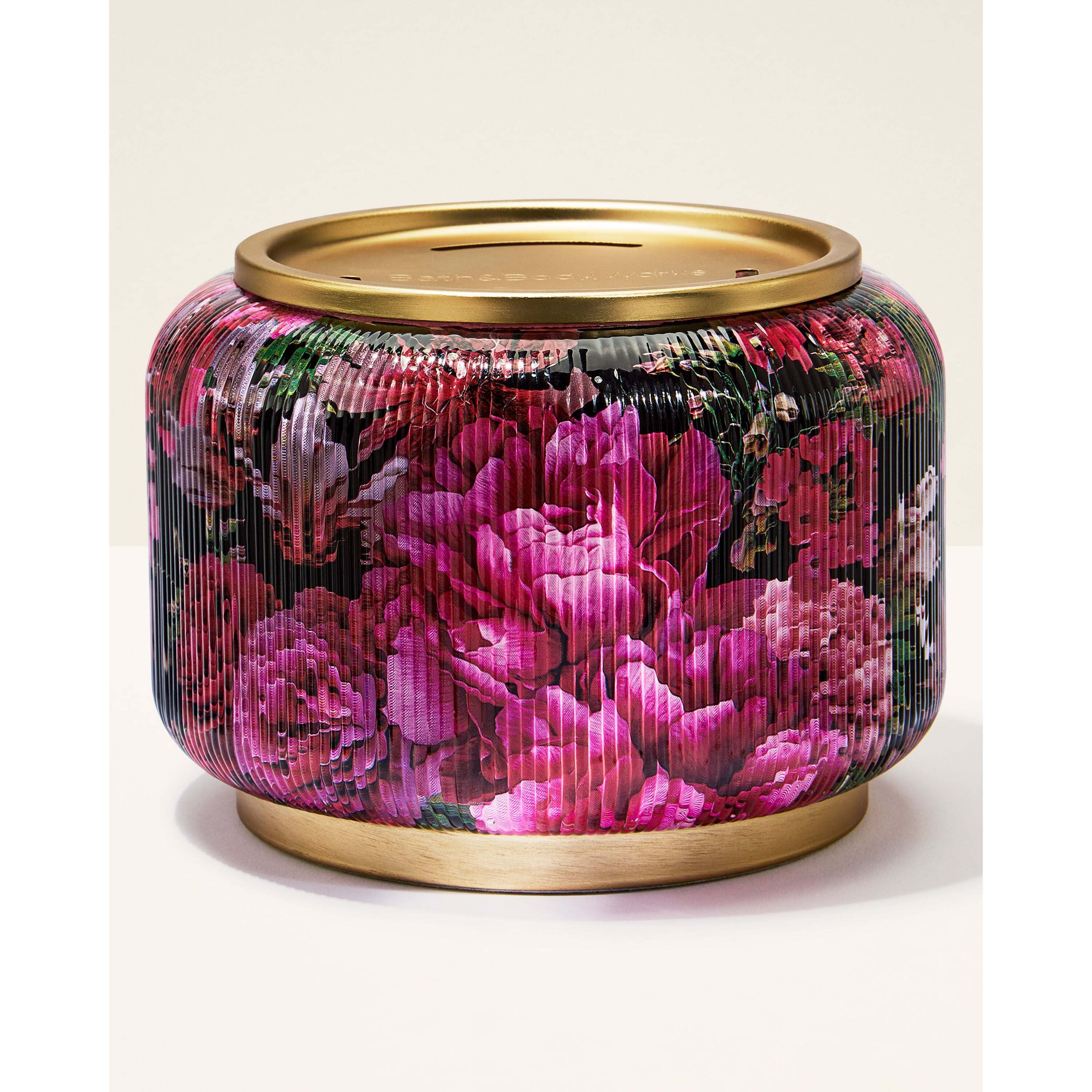 Floral Ribbed Glass Pedestal 3-Wick Candle Holder